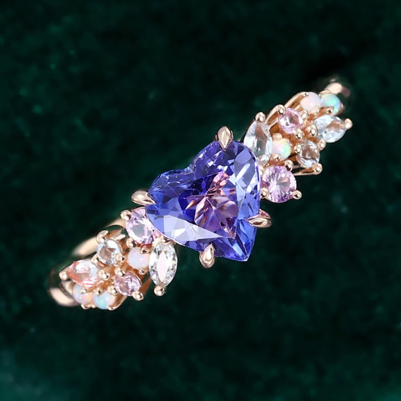 Sotiya Twisted Band Heart Cut Cluster Engagement Ring Sterling Silver-Sotiya