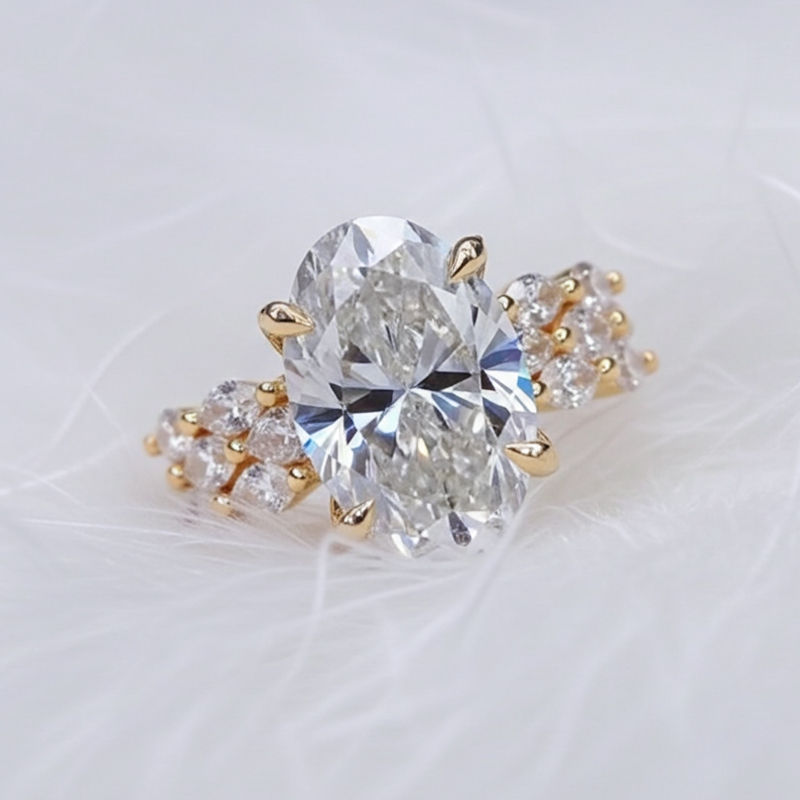 Sotiya 3PC Oval Cut Flower Prongs Wedding Bridal Ring Set Sterling Silver-Sotiya