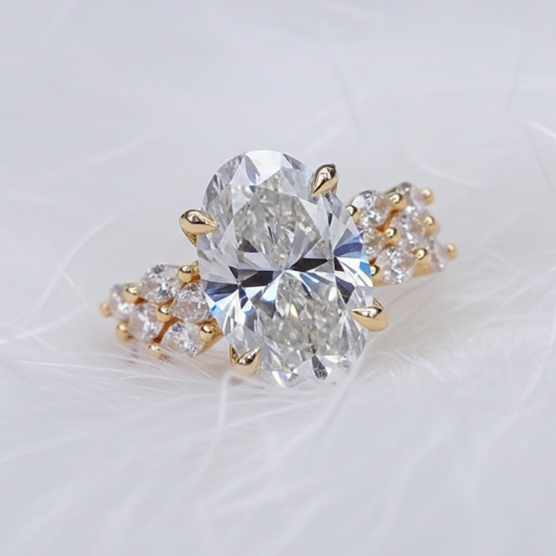 Sotiya 3PC Oval Cut Flower Prongs Wedding Bridal Ring Set Sterling Silver-Sotiya