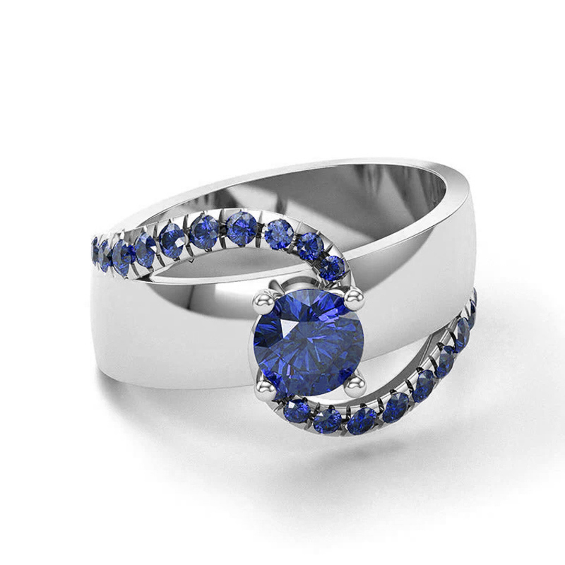 Sotiya Bypass Round Cut Cigar Coffee Engagement Ring Sterling Silver