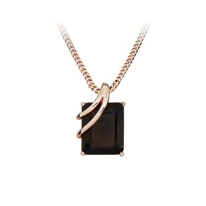 Sotiya Unique Design Coffee Emerald Cut Pendant Necklace in Rose Tone Sterling Silver-Sotiya
