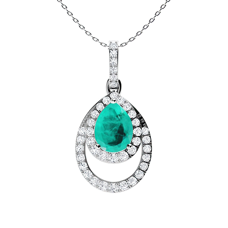 Sotiya Gorgeous Paraiba Pear Cut Halo Necklace Sterling Silver-Sotiya