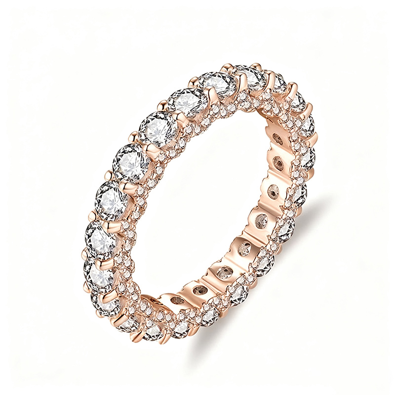 Sotiya Round Cut Three Sided Pave Eternity Ring Sterling Silver-Sotiya