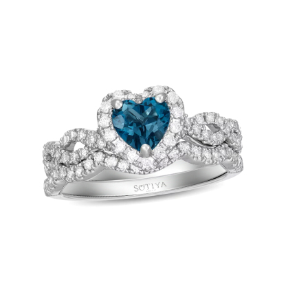 Sotiya Halo Heart Cut Twist Wedding Ring Set Sterling Silver-Sotiya