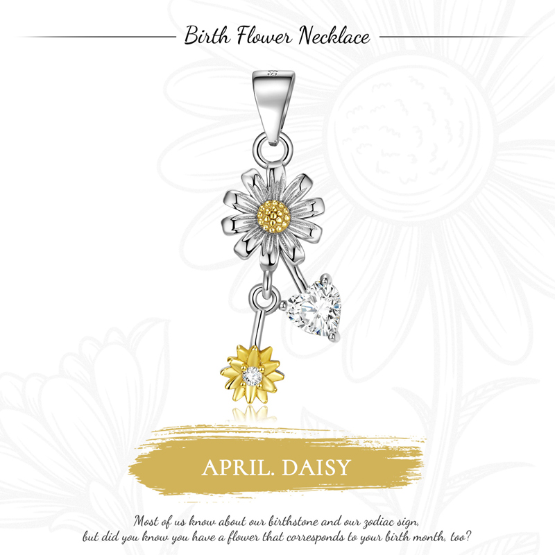 Sotiya Personalized 12 Birthstones Birth Month Flower Necklace Sterling Silver-Sotiya