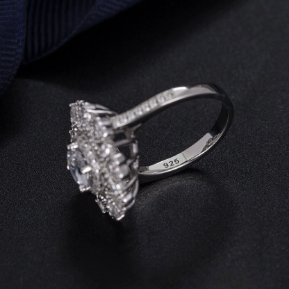 Sotiya Milgrain Cluster Heart Halo Round Cut Engagement Ring Sterling Silver-Sotiya