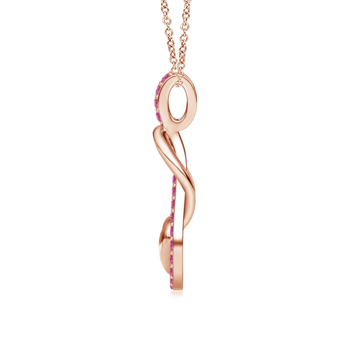 Sotiya Hot Pink Sapphire Infinity Knot with Puffed Heart Pendant Necklace Sterling Silver-Sotiya