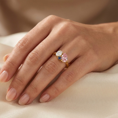 Sotiya Toi et Moi Oval and Pear Cut Coffee Cluster Ring Sterling Silver