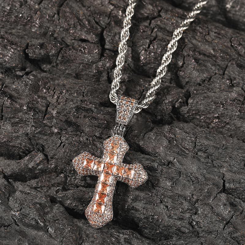 Sotiya Cross Design Faith Radiant Cut Men's Necklace-Sotiya