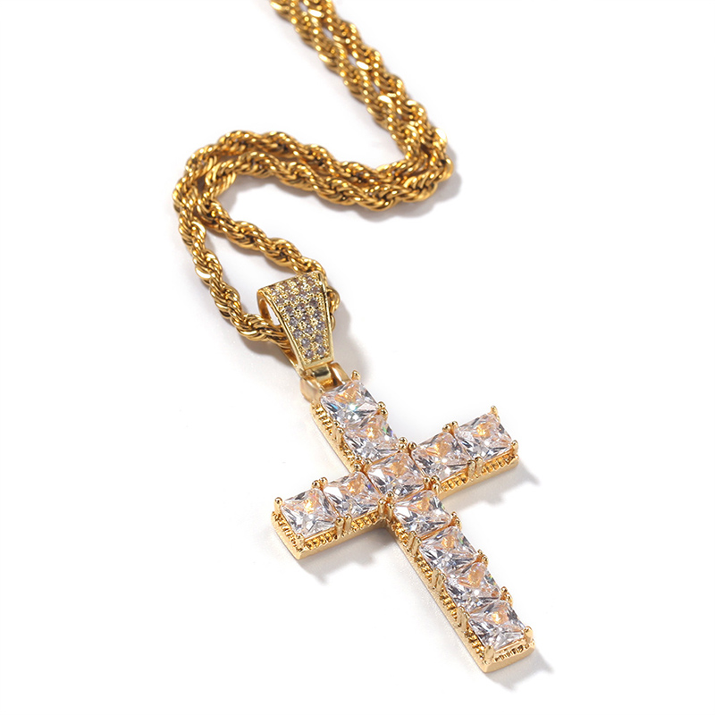 Sotiya Radiant Cut Cross Design Faith Men's Necklace-Sotiya