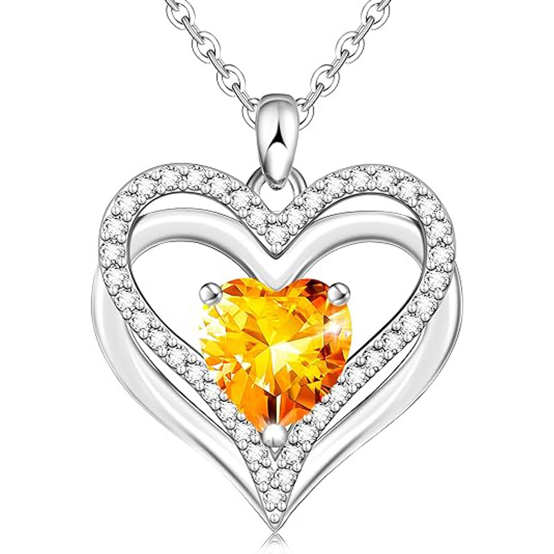 Sotiya 12 Birthstones Intertwined Heart Cut Necklace Sterling Silver-Sotiya