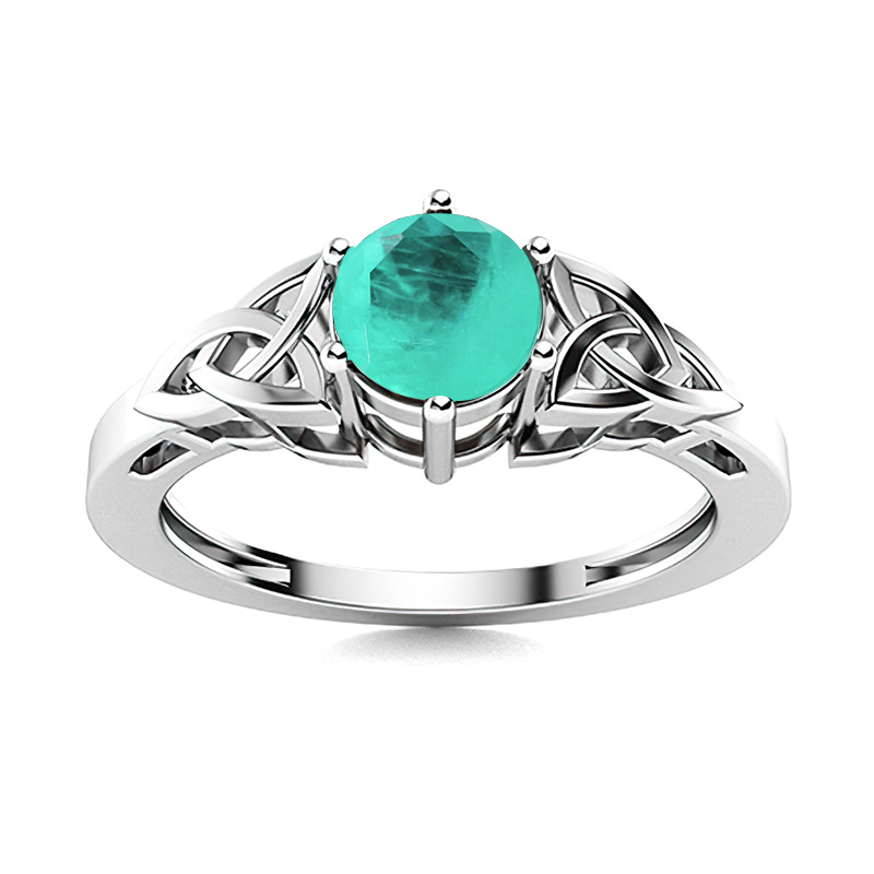 Sotiya Celtic Knot Solitaire Round Cut Paraiba Engagement Ring Sterling Silver-Sotiya