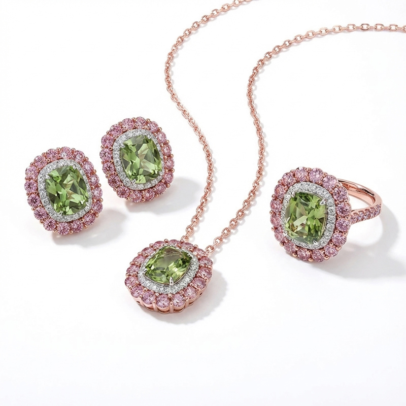 Sotiya Double Halo Cushion Cut Jewelry Set Sterling Silver-Sotiya