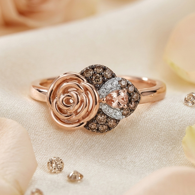 Sotiya Rose Synthetic Morganite Pear Cut Coffee Cocktail Ring Sterling Silver-Sotiya