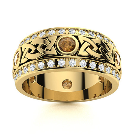 Sotiya Vintage Celtic Knot Round Cut Coffee Unisex Eternity Ring Sterling Silver