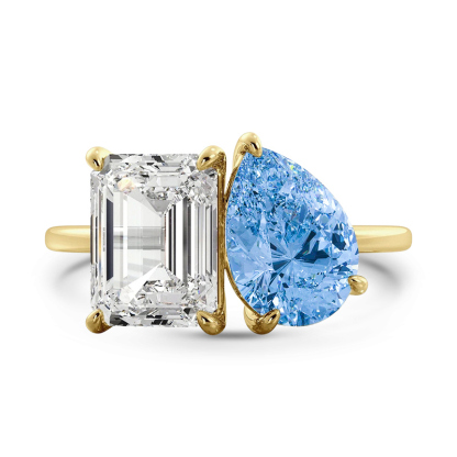 Sotiya 12 Birthstones Toi et Moi Emerald and Pear Cut Two Stone Engagement Ring Sterling Silver-Sotiya