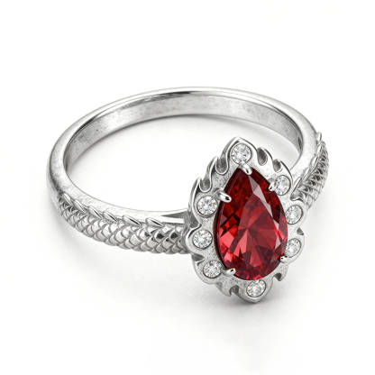 Sotiya Duskendale Fire & Blood Pear Cut Engagement Ring Sterling Silver-Sotiya