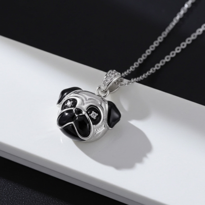 Sotiya Cute Head-tilt Pug Enamel Pendant Necklace-Sotiya
