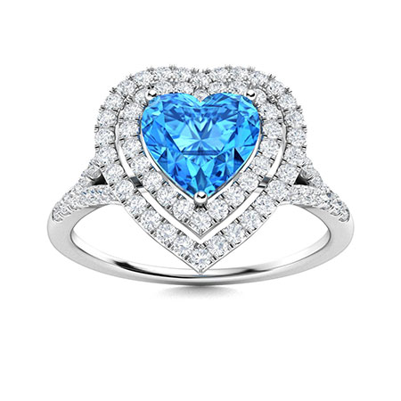 Sotiya Customizable 12 Birthstone Double Halo Heart Cut Engagement Ring Sterling Silver
