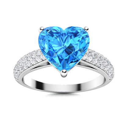 Sotiya Customizable 12 Birthstone Curved Pave Heart-Cut London Blue Topaz Engagement Ring Sterling Silver-Sotiya