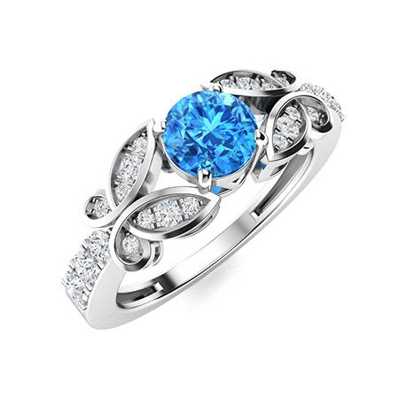 Sotiya Customizable 12 Birthstone Butterfly Round Cut Engagement Ring Sterling Silver