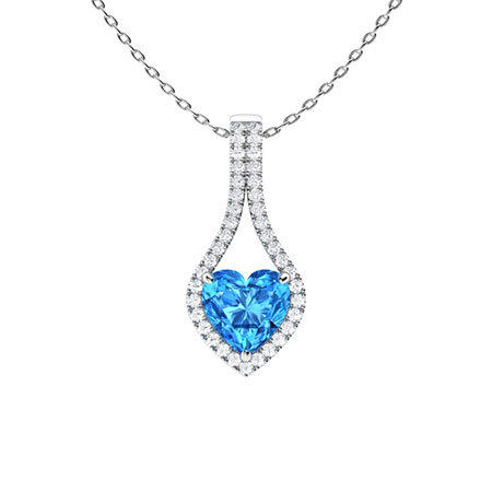 Sotiya Customizable 12 Birthstone Heart Cut Necklace Sterling Silver-Sotiya