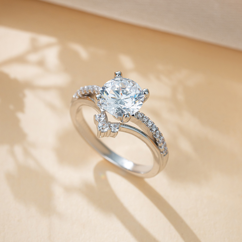 Sotiya Contour Round Cut Engagement Ring Sterling Silver