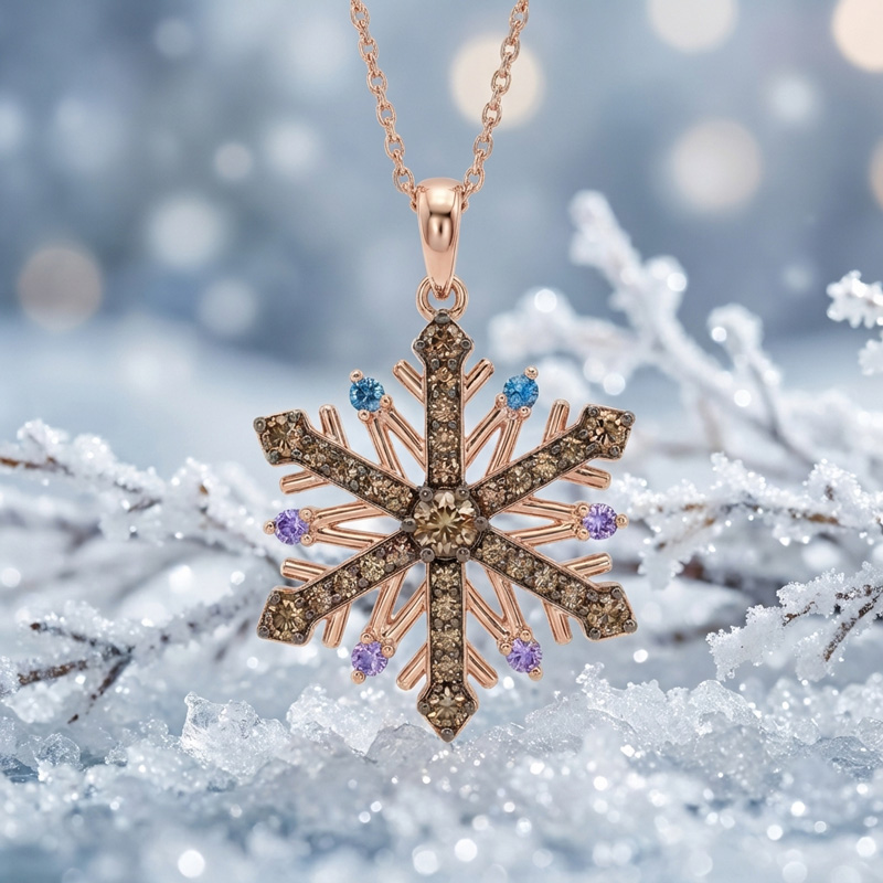 Sotiya Snowflake Design Coffee Necklace Sterling Silver-Sotiya