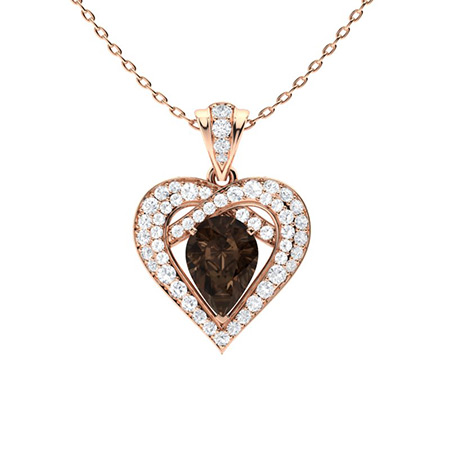 Sotiya Coffee Pear Cut Heart Necklace Sterling Silver-Sotiya