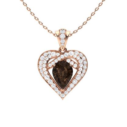 Sotiya Coffee Pear Cut Heart Necklace Sterling Silver-Sotiya