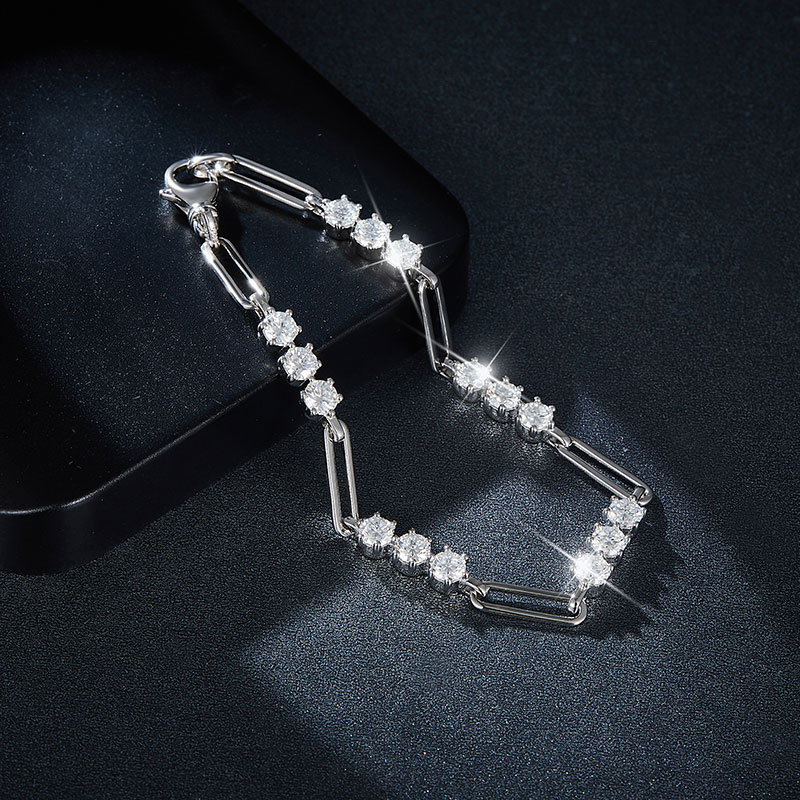 Sotiya Scattered Design Round Cut Moissanite Tennis Bracelet Sterling Silver-Sotiya