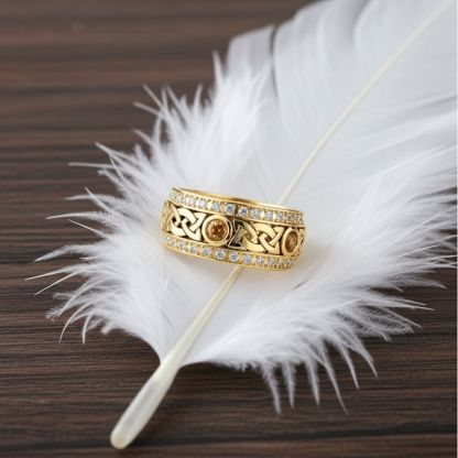 Sotiya Vintage Celtic Knot Round Cut Coffee Unisex Eternity Ring Sterling Silver