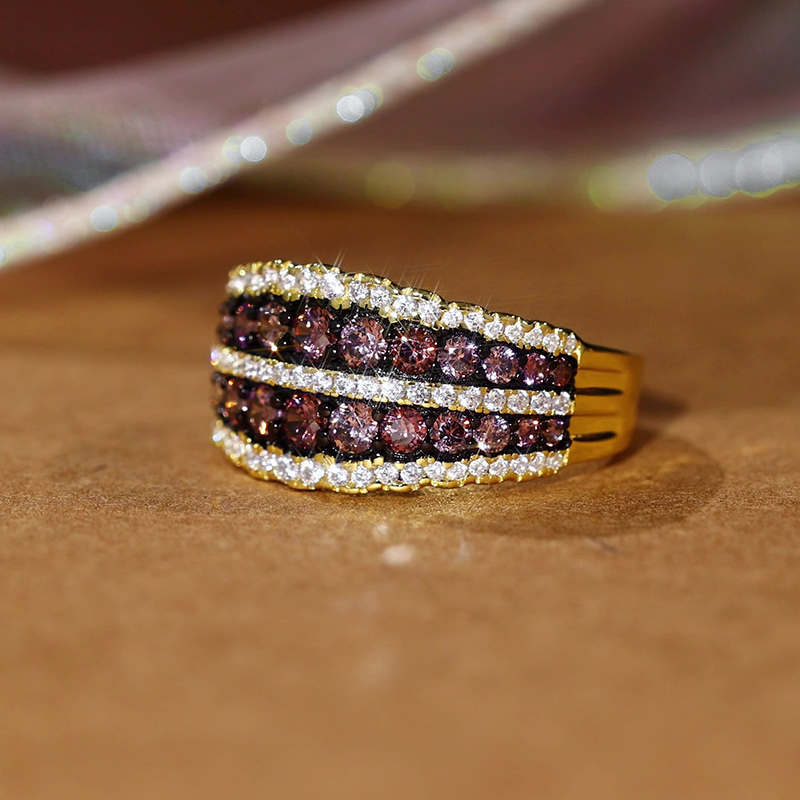 Sotiya Multirow Coffee Women's Wedding Ring Sterling Silver