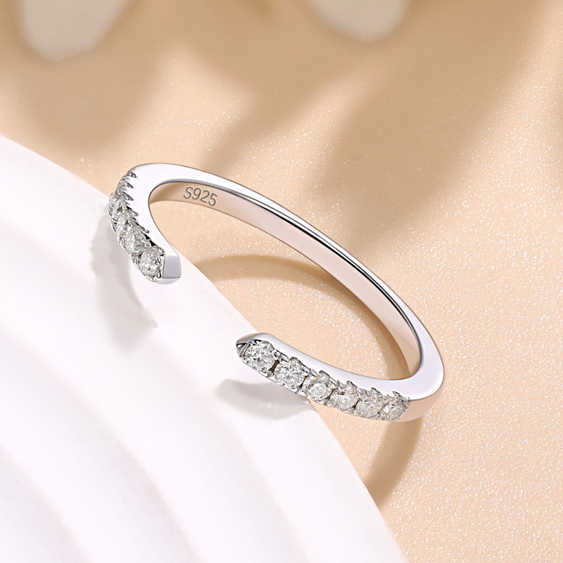 Sotiya Modern Open Round Cut Moissanite Women's Wedding Ring Sterling Silver-Sotiya