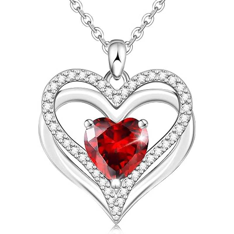 Sotiya 12 Birthstones Intertwined Heart Cut Necklace Sterling Silver-Sotiya