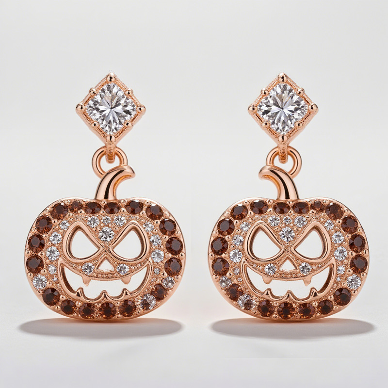 Sotiya Pumpkin Skull Inspired Coffee Drop Earrings Sterling Silver-Sotiya