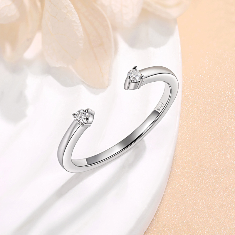 Sotiya Twin Star Round Cut Moissanite Women's Wedding Ring Sterling Silver-Sotiya