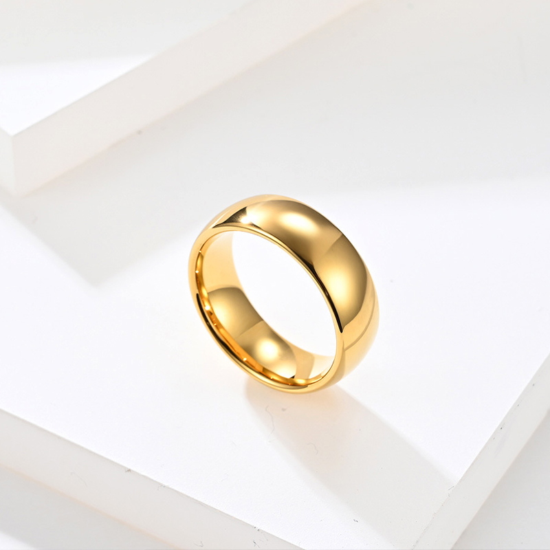 Sotiya 8mm Classic Yellow Gold Tone Men's Wedding Ring Tungsten Steel-Sotiya