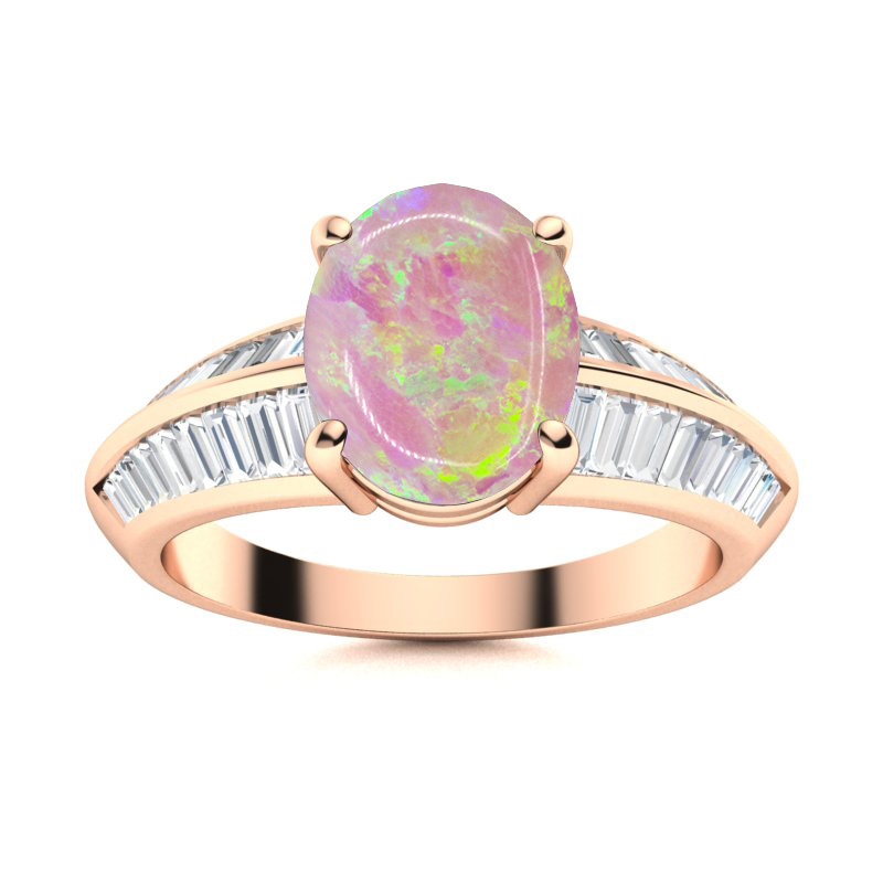 Sotiya Sidestone Opal Oval Cut Engagement Ring Sterling Silver-Sotiya