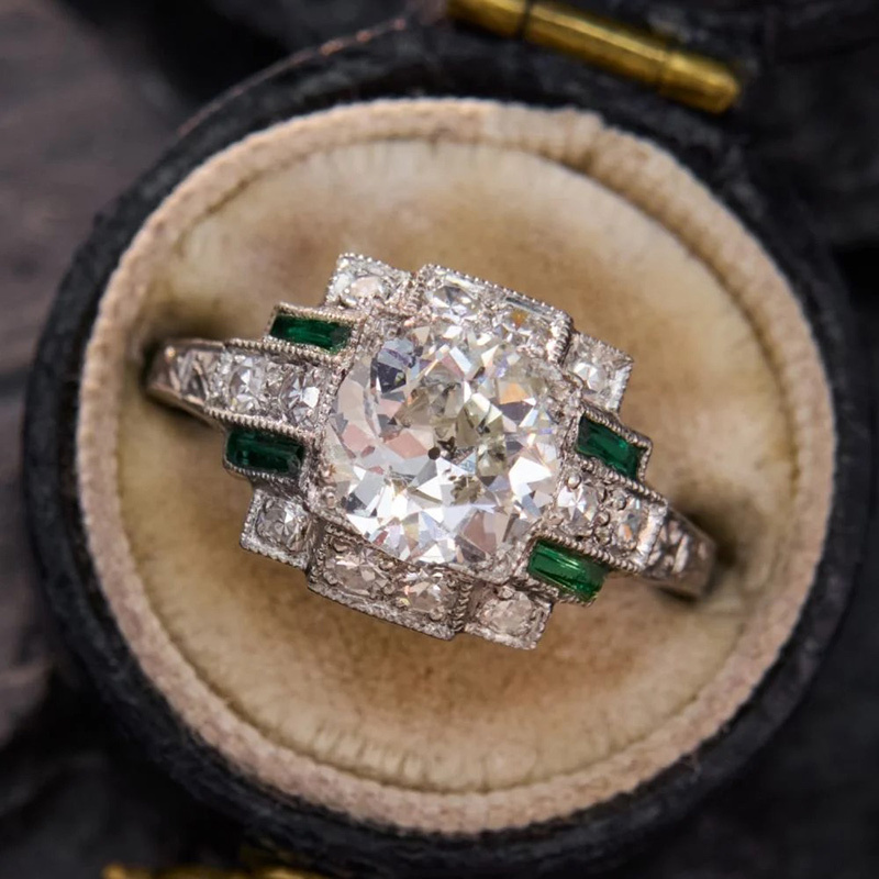 Sotiya Art Deco Round Cut Engagement Ring Sterling Silver-Sotiya