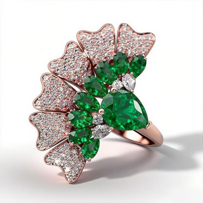 Sotiya Peacock Inspired Pear Cut Cocktail Ring Sterling Silver-Sotiya