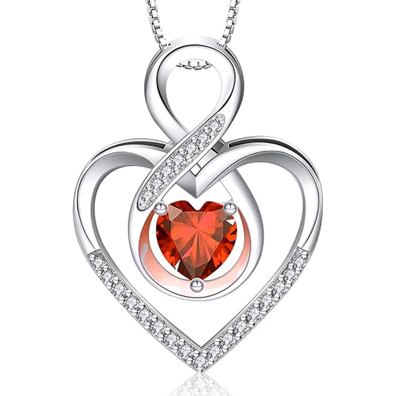 Sotiya 12 Birthstones Intertwined Infinity Heart Necklace Sterling Silver-Sotiya