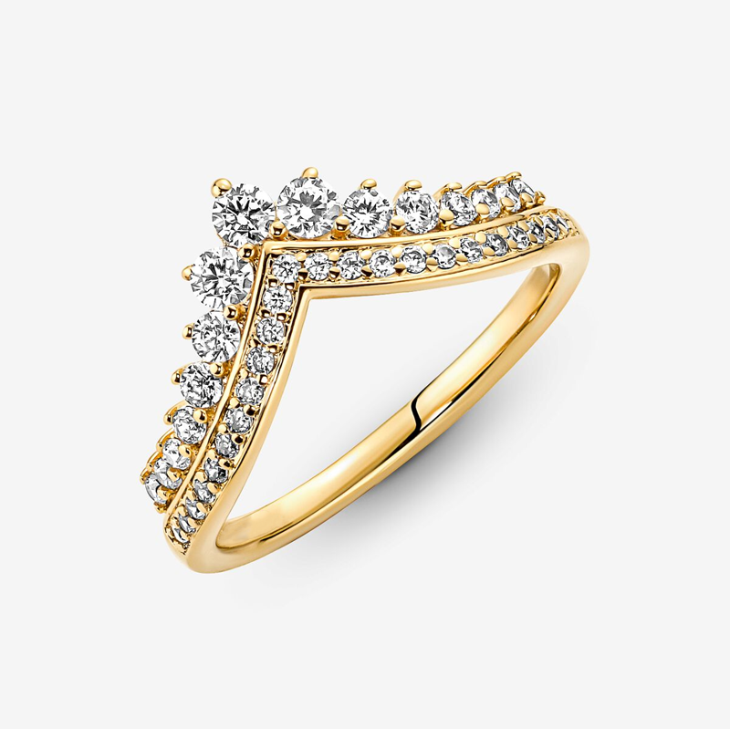 Sotiya V Shape Crown Design Women's Wedding Ring Yellow Gold Kellie Contour Band Sterling Silver-Sotiya
