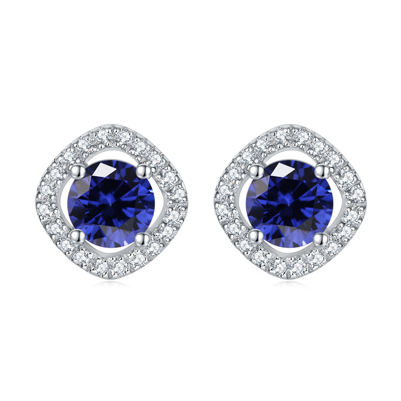 Sotiya 12 Birthstones Halo Round Cut Stud Earrings Sterling Silver-Sotiya