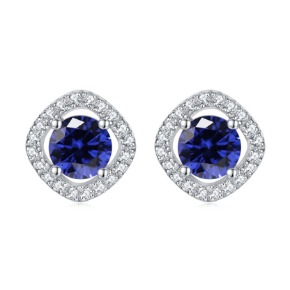 Sotiya 12 Birthstones Halo Round Cut Stud Earrings Sterling Silver-Sotiya