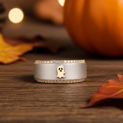 Sotiya Skull Ghost Inspired Eternity Ring Sterling Silver-Sotiya