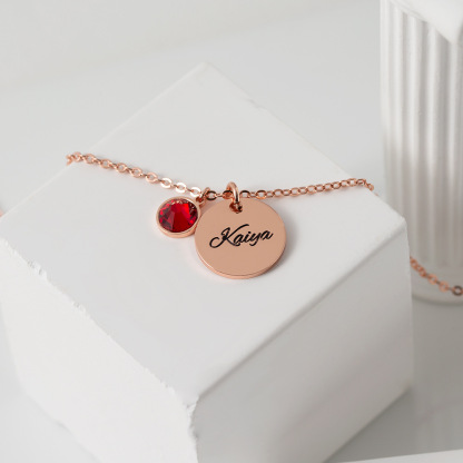 Sotiya 12 Birthstones Personalized Name Tag Necklace Sterling Silver-Sotiya