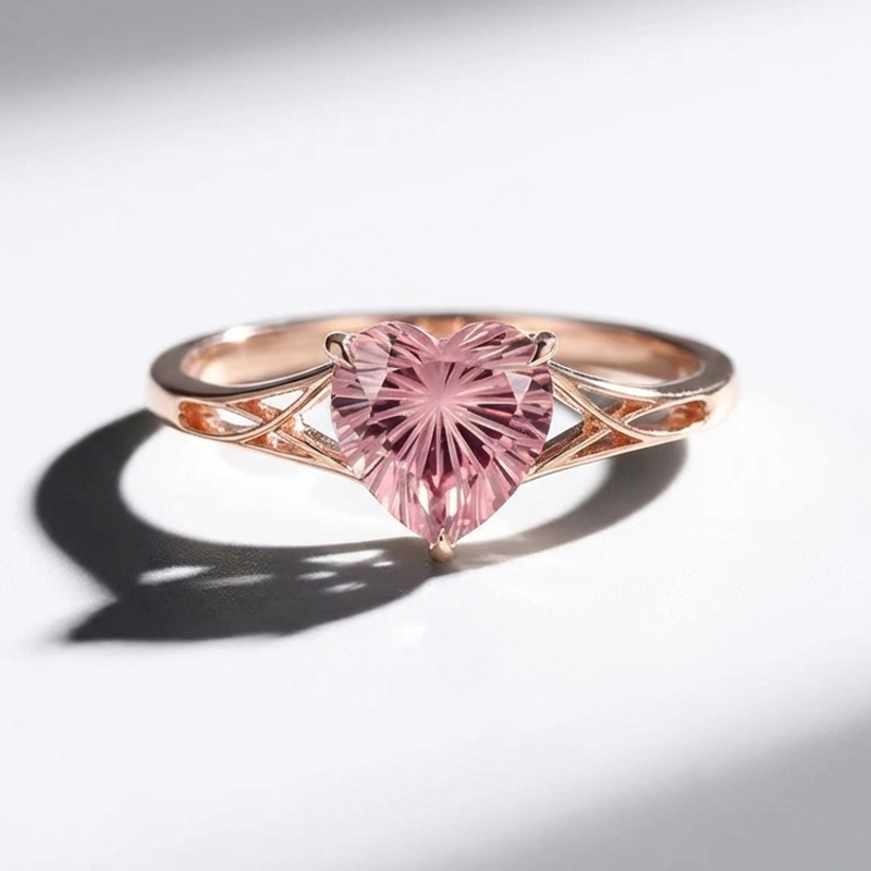 Sotiya Unique Twist Pink Heart Fantasy Starbrite Cut Engagement Ring Sterling Silver-Sotiya