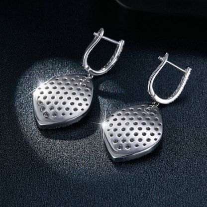 Sotiya Leaf Design Round Cut Moissanite Drop Earrings Sterling Silver-Sotiya