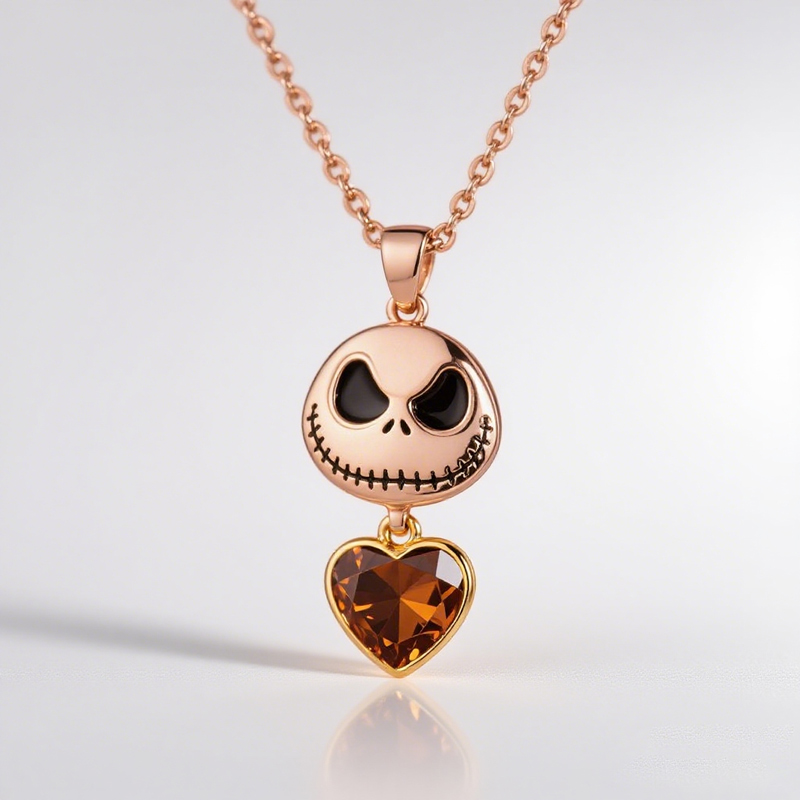 Sotiya Heart Cut Skull Inspired Coffee Necklace Sterling Silver-Sotiya